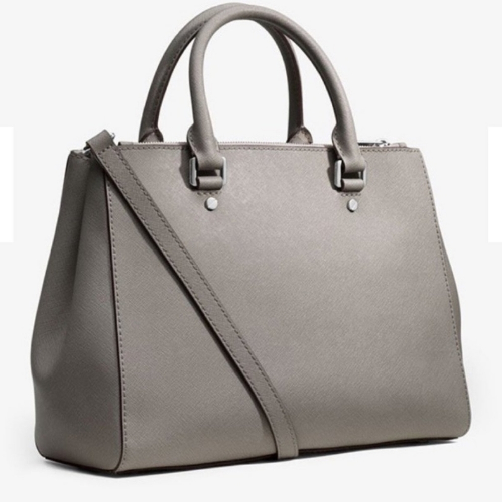 Michael Kors Sutton Saffiano Leather Satchel Grey Large - Picture 11 of 12